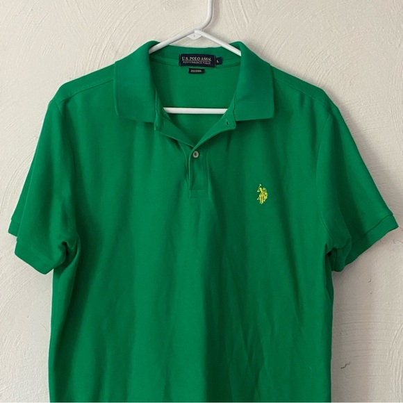 U.S Polo Assn Shirt Mens Size Large Green Collared Pull Over GrandpaCore - Picture 4 of 9